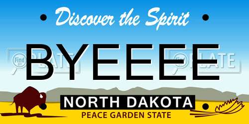 BYEEEE North Dakota License Plate