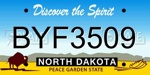 BYF3509 North Dakota License Plate