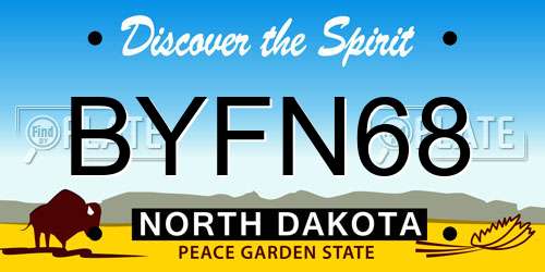 BYFN68 North Dakota License Plate