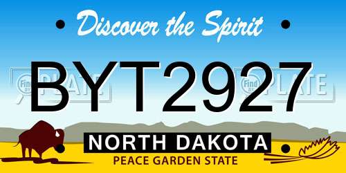 BYT2927 North Dakota License Plate