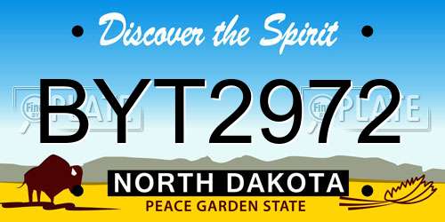 BYT2972 North Dakota License Plate