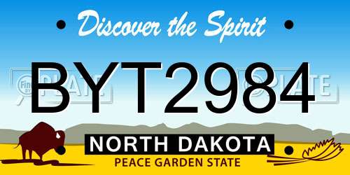 BYT2984 North Dakota License Plate