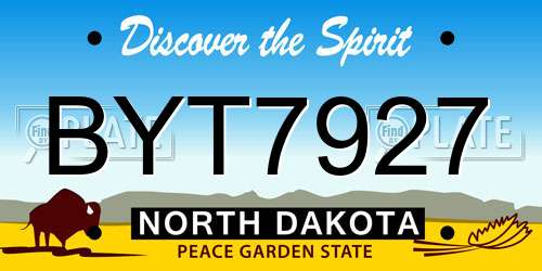BYT7927 North Dakota License Plate