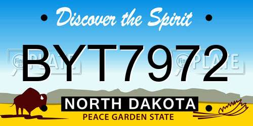 BYT7972 North Dakota License Plate