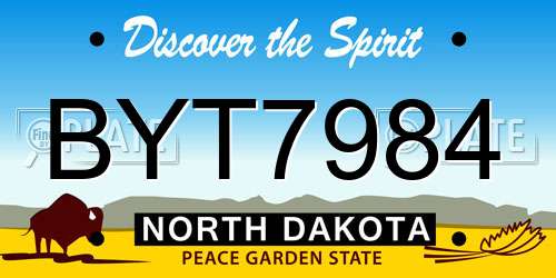 BYT7984 North Dakota License Plate