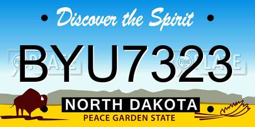 BYU7323 North Dakota License Plate