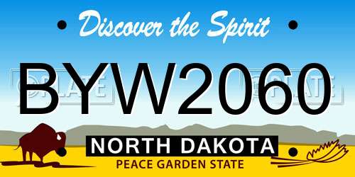BYW2060 North Dakota License Plate