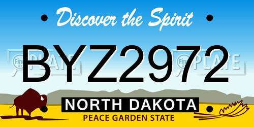 BYZ2972 North Dakota License Plate