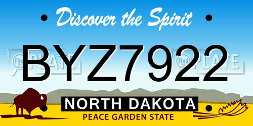 BYZ7922 North Dakota License Plate