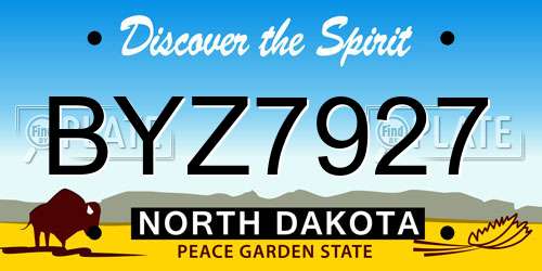 BYZ7927 North Dakota License Plate