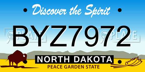 BYZ7972 North Dakota License Plate