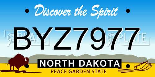 BYZ7977 North Dakota License Plate
