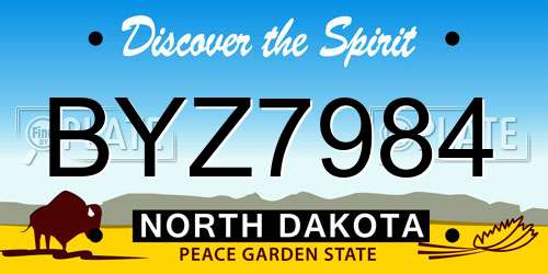 BYZ7984 North Dakota License Plate