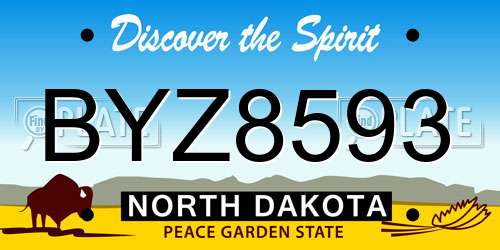 BYZ8593 North Dakota License Plate