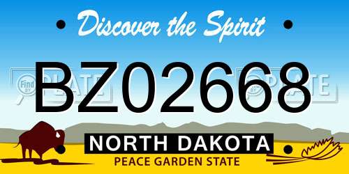 BZ02668 North Dakota License Plate