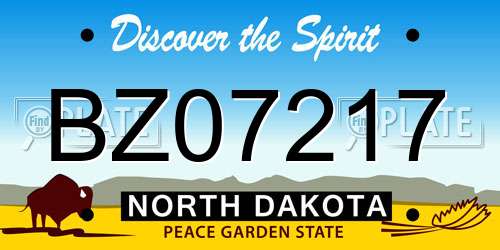 BZ07217 North Dakota License Plate