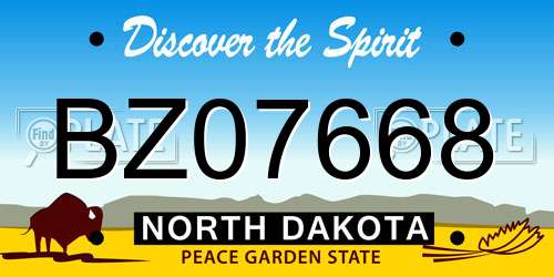 BZ07668 North Dakota License Plate