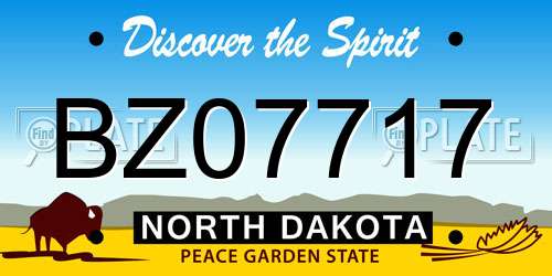 BZ07717 North Dakota License Plate