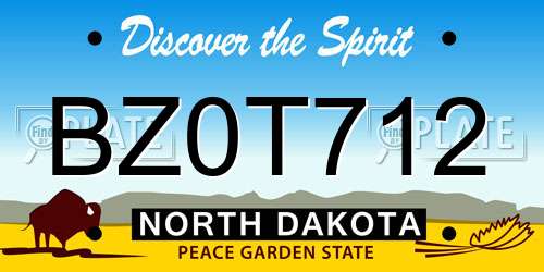 BZ0T712 North Dakota License Plate