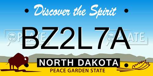 BZ2L7A North Dakota License Plate