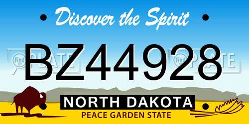 BZ44928 North Dakota License Plate
