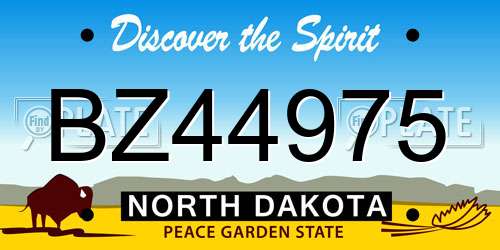 BZ44975 North Dakota License Plate