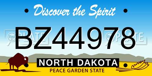BZ44978 North Dakota License Plate