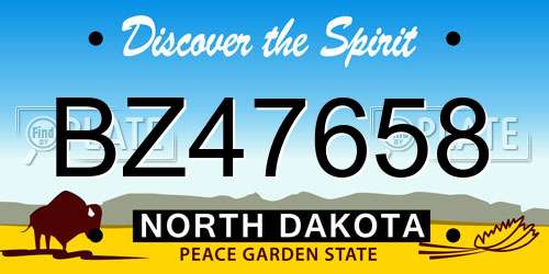 BZ47658 North Dakota License Plate