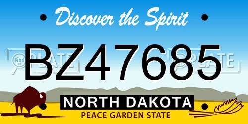 BZ47685 North Dakota License Plate