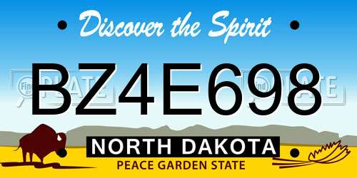 BZ4E698 North Dakota License Plate