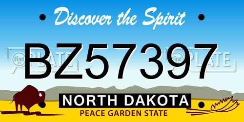 BZ57397 North Dakota License Plate