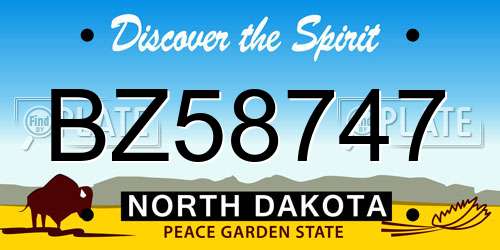 BZ58747 North Dakota License Plate