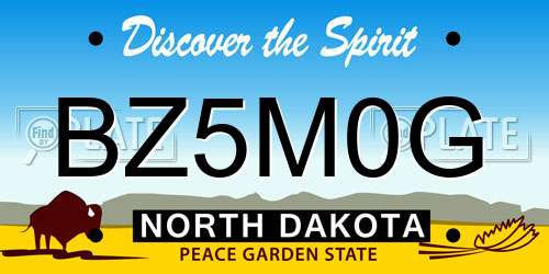 BZ5M0G North Dakota License Plate