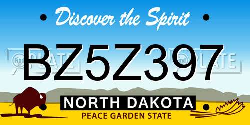 BZ5Z397 North Dakota License Plate