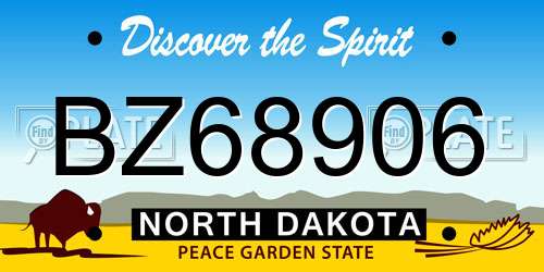 BZ68906 North Dakota License Plate