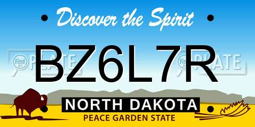 BZ6L7R North Dakota License Plate