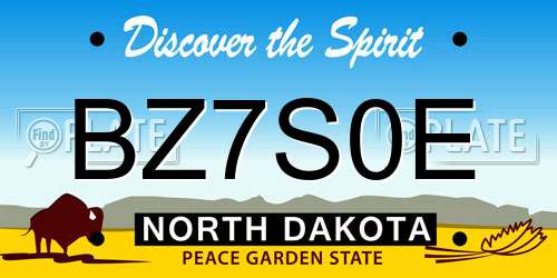 BZ7S0E North Dakota License Plate