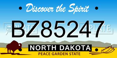 BZ85247 North Dakota License Plate