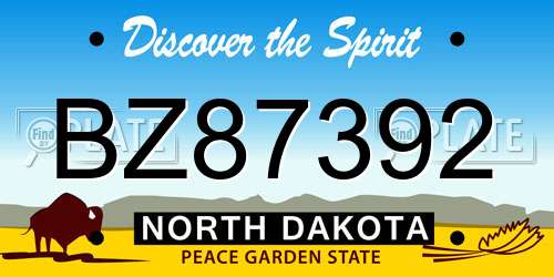 BZ87392 North Dakota License Plate