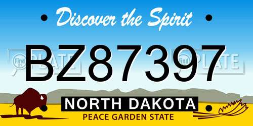 BZ87397 North Dakota License Plate