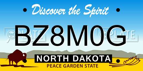 BZ8M0G North Dakota License Plate