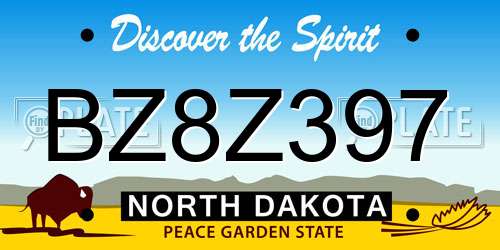 BZ8Z397 North Dakota License Plate