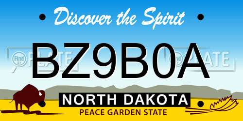 BZ9B0A North Dakota License Plate