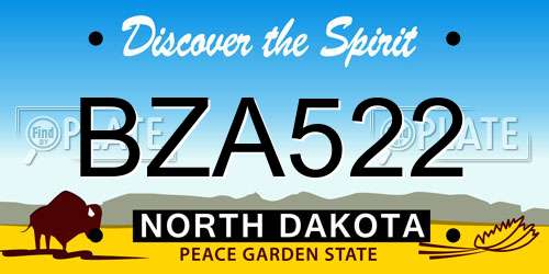 BZA522 North Dakota License Plate