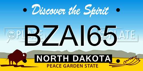 BZAI65 North Dakota License Plate