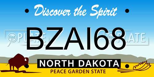BZAI68 North Dakota License Plate