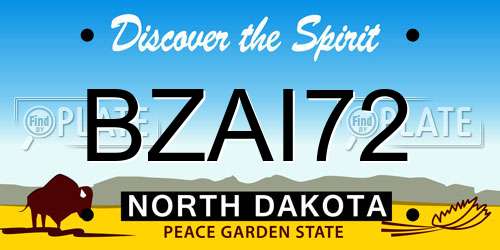 BZAI72 North Dakota License Plate