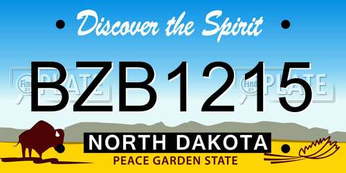 BZB1215 North Dakota License Plate
