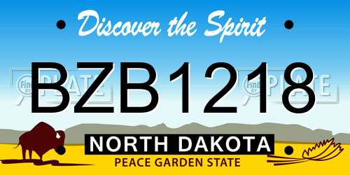 BZB1218 North Dakota License Plate