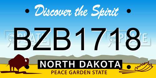 BZB1718 North Dakota License Plate